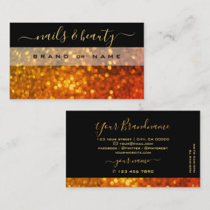 Elegant Black Orange Guld Gnistra Glitter Shimmery Visitkort
