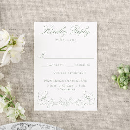 Elegant Black Ornate Floral Wedding OSA Kort