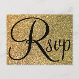 Elegant Black OSA Guld Glitter Photo Inbjudan Vykort