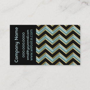 Elegant Black på Affärskortet Teal ZigZag Mönster Visitkort