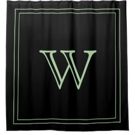 Elegant Black &Pale Green Initial Monogram 