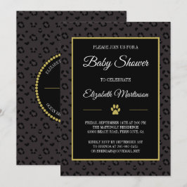 Elegant Black Panther Leopard Spots Baby Shower Inbjudningar