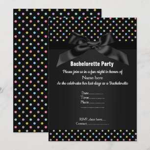 ELEGANT BLACK Pastel SPOT BACHELORETTE Inbjudningar