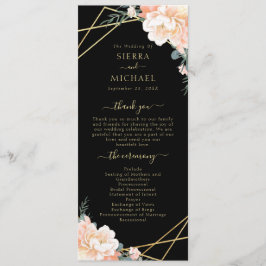 Elegant Black Peach Cream Guld Geometric Bröllop Program