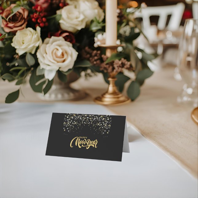 Elegant Black Personalized Folded Place Card Placeringskort (Skapare uppladdad)