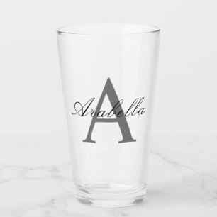 Elegant Black Personlig Monogram Namn Glaskopp