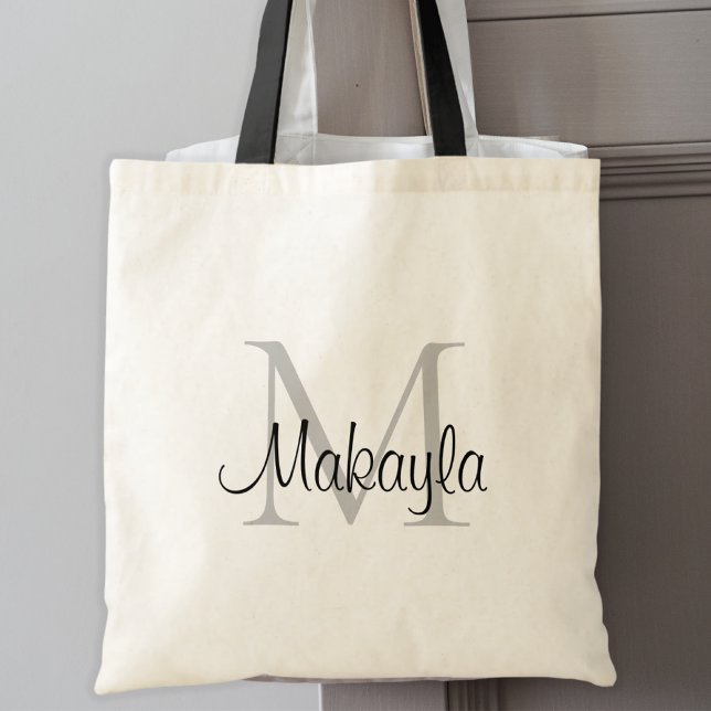 Elegant Black Personlig Monogram Tygkasse (Skapare uppladdad)