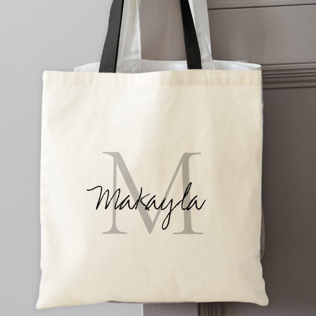 Elegant Black Personlig Monogram Tygkasse (Skapare uppladdad)