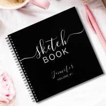 Elegant Black Personlig Sketchbook ditt namn