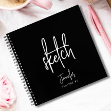 Elegant Black Personlig Sketchbook ditt namn