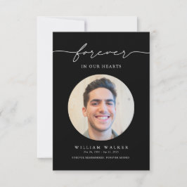 Elegant Black Photo Forever In Our Hearts Funeral Tack Kort