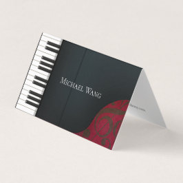Elegant Black Piano Music Education & Performance Visitkort