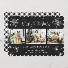 Elegant Black Play Snowflake Photo Julkort