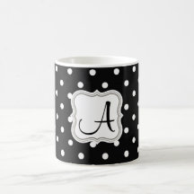 Elegant Black polka dots monogrammerat namn