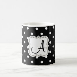 Elegant Black polka dots monogrammerat namn Kaffemugg