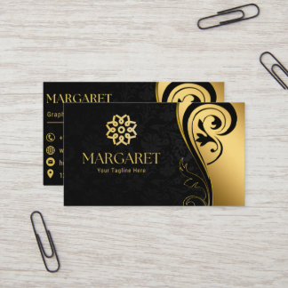 Elegant Black Professional Business Card Visitkort
