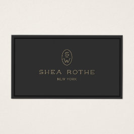 Elegant Black Professionell Monogram 3D-typografi Visitkort