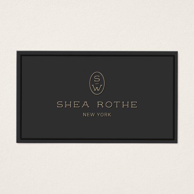 Elegant Black Professionell Monogram 3D-typografi Visitkort (Framsidan)