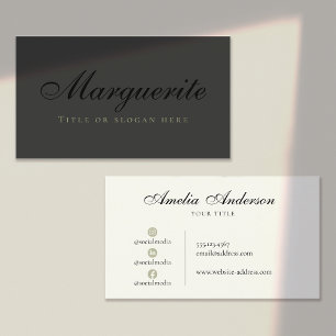 Elegant Black Professionell Social Media Visitkort
