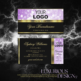 Elegant Black Purple Glitter Star Logo Gold Bodern Visitkort