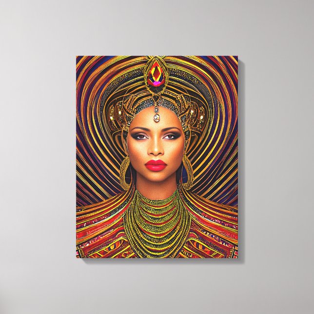 Elegant Black Queen: Art Black History Month Canvastryck (Framsida)