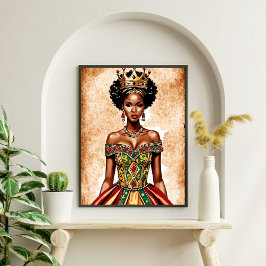 Elegant Black Queen Wall Art - Kraftfull royalty Poster