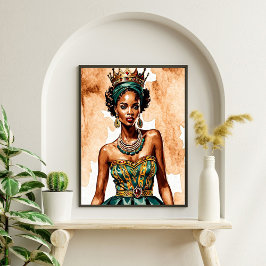 Elegant Black Queen Wall Art - Kraftfull royalty Poster