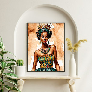 Elegant Black Queen Wall Art - Kraftfull royalty Poster