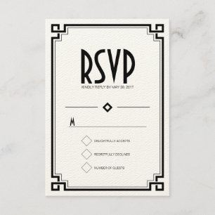 Elegant Black Ram Art Deco Bröllop OSA Card Kort