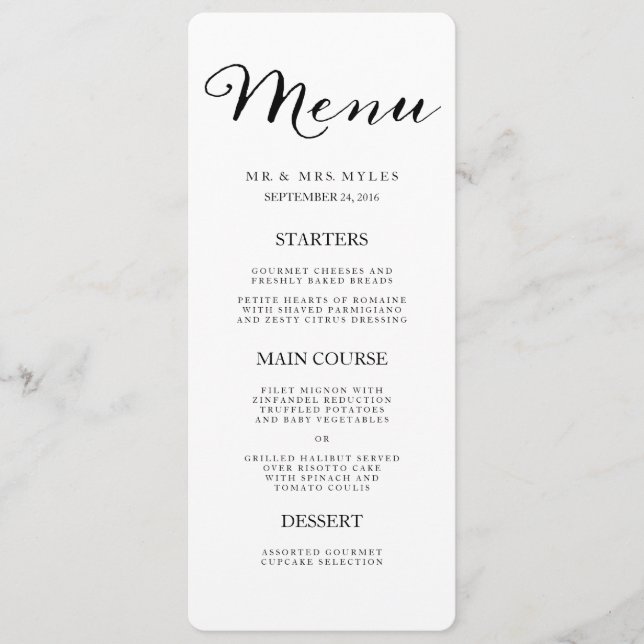 Elegant Black Rand Bröllop Menu Meny (Framsida)