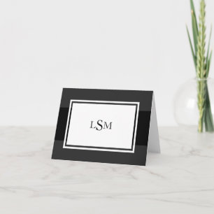 Elegant Black Rand Monogram Note Card Anteckningskort