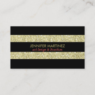 Elegant Black Rand och Guld Glitter & Sparkles Visitkort