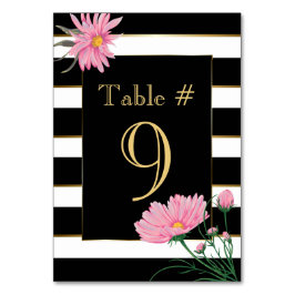 Elegant Black Rand Rosa Daisy Card Bord Bordsnummer