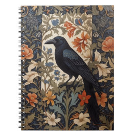 Elegant Black Raven William Morris Inspired Blommi Anteckningsbok