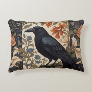 Elegant Black Raven William Morris Inspired Blommi Prydnadskudde