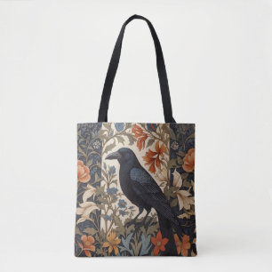 Elegant Black Raven William Morris Inspired Blommi Tygkasse