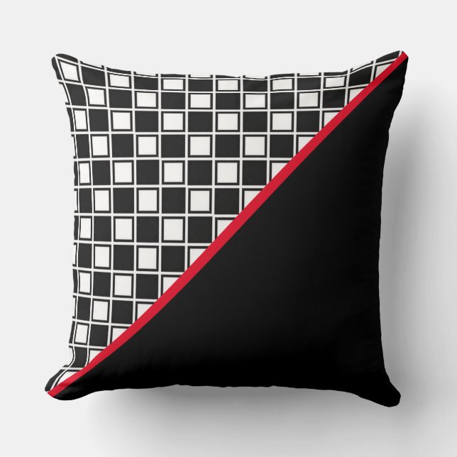 Elegant Black Red and White Kudde (Framsida)