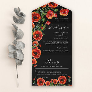 Elegant Black Red Blommigt Bröllop