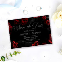 Elegant Black Red-Blommigten Spara datuminbjudan