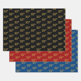 Elegant Black, Red, Blue, Faux Guld 35e, händelsen