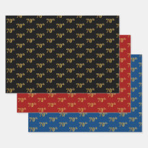 Elegant Black, Red, Blue, Faux Guld 70:e händelsen