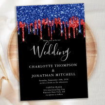 Elegant Black Red Blue Glitter Drives Bröllop