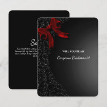 Elegant Black Red Bow Bridesmaid Frieri