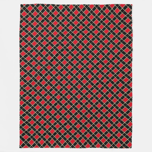 Elegant Black Red Checkated Mönster Fleecefilt (Framsidan)
