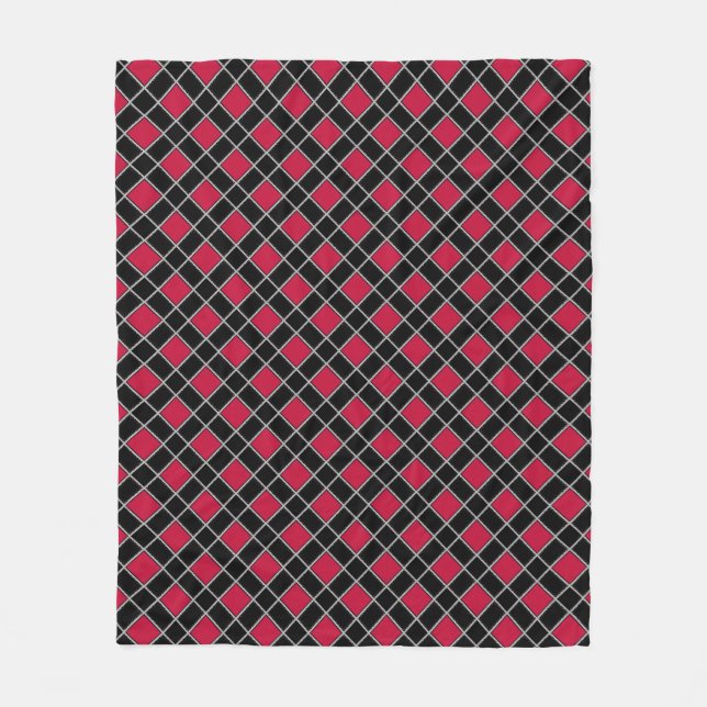 Elegant Black Red Diamond Mönster Fleecefilt (Framsidan)