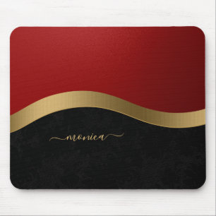 Elegant Black Red Guld Personlig Musmatta