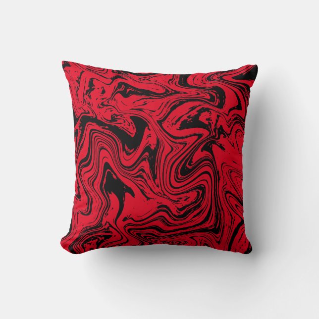 Elegant Black Red Marble Kudde (Framsida)