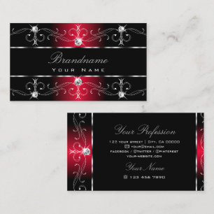 Elegant Black Red Ornate Gräns judar Ornamels Visitkort