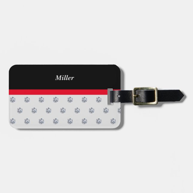 Elegant Black Red Silver Luggage Tag Bagagebricka (Horisontell Framsida)