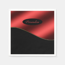 Elegant Black Red-Snyggten Wave Design Anpassa Pappersservett